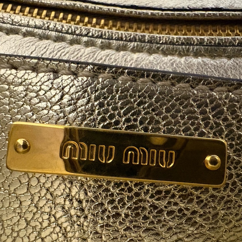 Miu Miu Gold Madras Crystal Embellished Crossbody Bag - Picture 10 of 13
